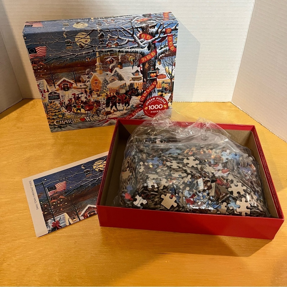 Charles Wysocki 1,000 Piece Puzzle Buffalo Poster Included SMALL TOWN CHRISTMAS - Picture 1 of 2